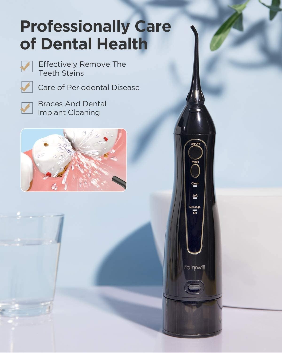 Hangsun Cordless Water Flosser – Black - CCOOPZ COLLECTIVE