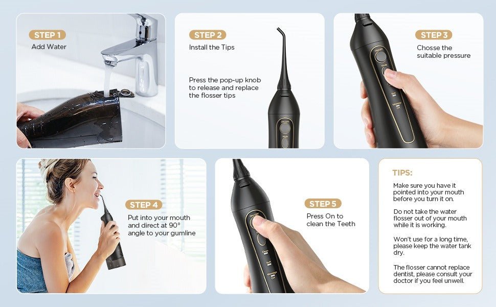 Hangsun Cordless Water Flosser – Black - CCOOPZ COLLECTIVE