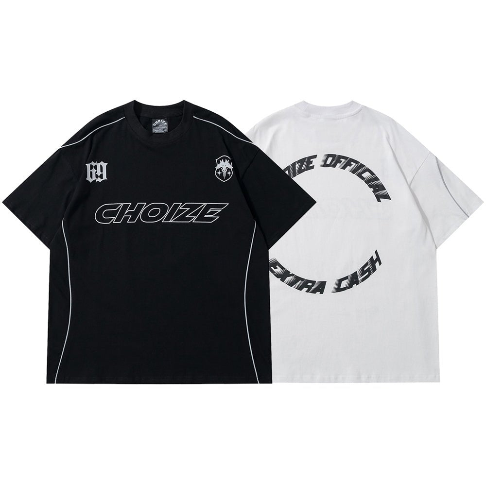 Y2K Oversized Reflective Strip T-Shirt for Men - CCOOPZ COLLECTIVE