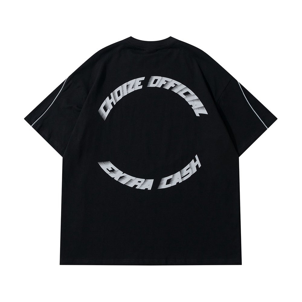 Y2K Oversized Reflective Strip T-Shirt for Men - CCOOPZ COLLECTIVE