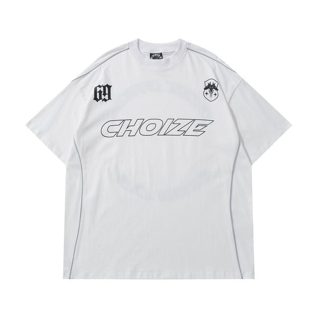 Y2K Oversized Reflective Strip T-Shirt for Men - CCOOPZ COLLECTIVE